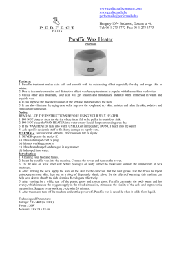Paraffin Wax Heater Instruction Manual - Electro