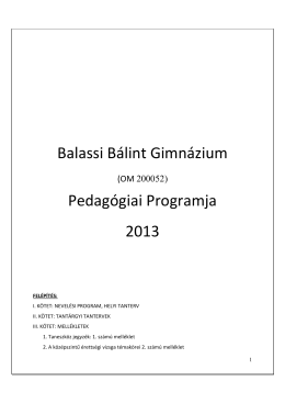 Pedagógiai Program 2013 - Balassi Bálint Gimnázium