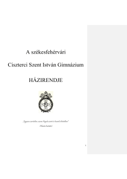 Házirend - Ciszterci Szent István Gimnázium