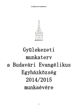 Gyülekezeti munkaterv a Budavári Evangélikus Egyházközség 2014