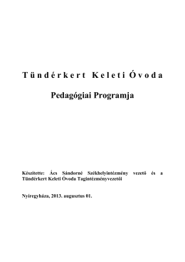 Pedagógiai Program - Tündérkert Keleti Óvoda