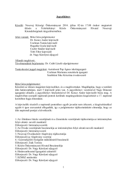 1 Jegyzőkönyv Készült: Noszvaj Községi Önkormányzat 2014. július