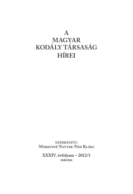 2012. 1. szám - Magyar Kodály Társaság