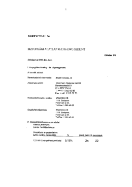 1 BARRYCIDAL 36 BIZTONSÁGI ADATLAP 91/1556 EWG SZERINT