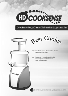 CookSense lényerő használati utasítás és garancia lap