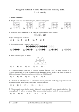Kenguru Határok Nélkül Matematika Verseny 2013. 3 – 4. osztály