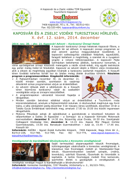 Kaposvár és a Zselic hírlevél 2014. december