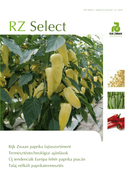 RZ Select Paprika fajtaszortiment 2012-2013