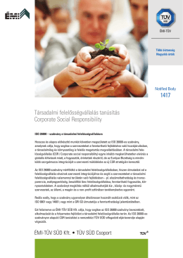 Társadalmi felelősségvállalás tanúsítás Corporate Social