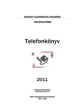2011. Telefonkönyv - MTA Társadalomkutató Központ