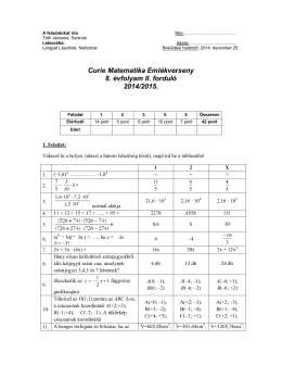 Curie Matematika Emlékverseny 8. évfolyam II. forduló 2014/2015.