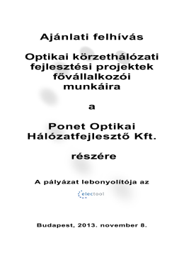 PONET_Ajanlati felhivas_20131108 - Ponet Optikai Hálózatfejlesztő