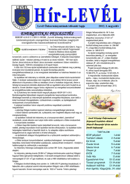 Hír-Levél 2012. I. negyedév (pdf)