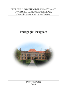 Pedagógiai Program - Debreceni Egyetem Balásházy János