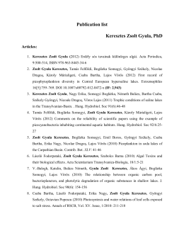 Publication list Keresztes Zsolt Gyula, PhD