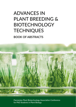 Book of Abstracts - Pannonian Plant Biotechnology Association