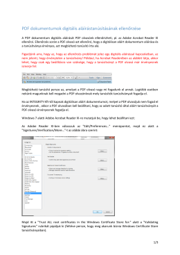 PDF dokumentumok digitális aláírástanúsításának