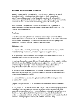 Bóbitanet. hu - Adatkezelési nyilatkozat A Fidelio Média Korlátolt