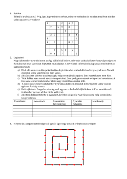 1. Sudoku Töltsd ki a táblázatot 1-9