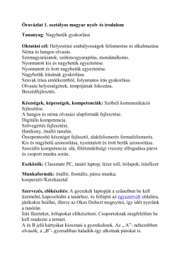 Óravázlat 1. osztályos magyar nyelv és irodalom