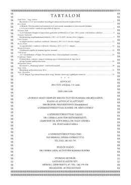 Advocat 2014 3.-4. szám - Miskolci Ügyvédi Kamara