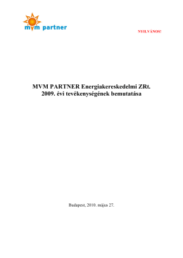 MVM PARTNER Energiakereskedelmi ZRt. 2009. évi