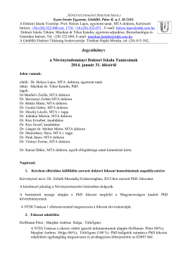 Jegyzőkönyv az NTDI 2014. január 31-i üléséről