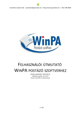 WinPA Postázó szoftver felhasználói útmutató