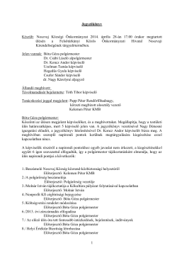 1 Jegyzőkönyv Készült: Noszvaj Községi Önkormányzat 2014