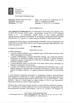 "Hat&oacute;s&aacute;g - Alex Original LTD.