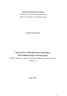Pedag&oacute;giai, pszichol&oacute;giai teendők a mentorpedag&oacute;gus