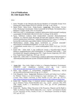 List of publication of Edit Kajtár