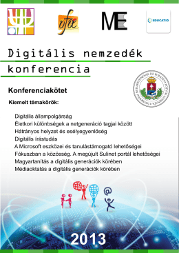 Digitális nemzedék konferencia 2013″ – Konferenciakötet PDF