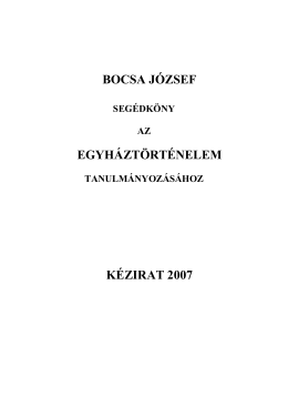 bocsa józsef egyháztörténelem kézirat 2007