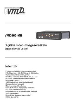 VMD960MB Digitális video mozgásérzékelő Jellemzői