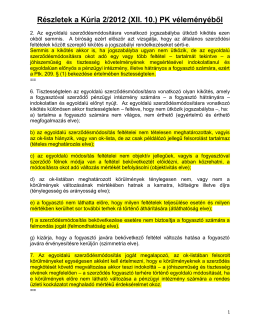 Részletek a Kúria 2/2012 (XII. 10.) PK véleményéből