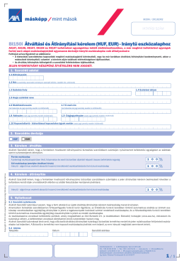 BI150i Átváltási és Átirányítási kérelem (HUF, EUR) - Iránytű