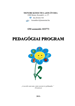 Pedagógiai Program - Kossuth Óvoda Monor