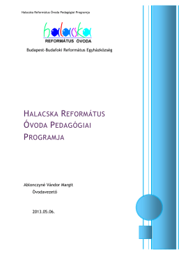 Halacska Református Óvoda Pedagógiai Programja