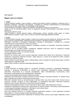 Osztályozó vizsga követelményei Alsó tagozat Magyar nyelv és