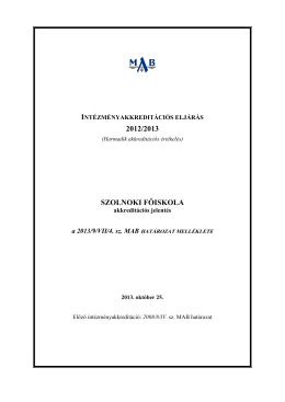 MAB jelentés - Magyar Felsőoktatási Akkreditációs Bizottság