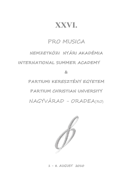 PRO MUSICA - Partiumi Keresztény Egyetem