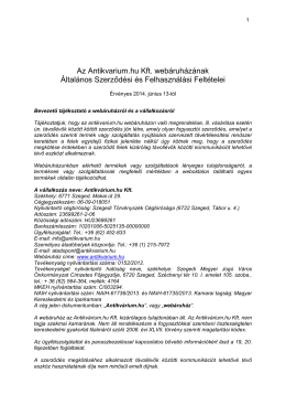 Antikvárium.hu Általános szerződési feltételek