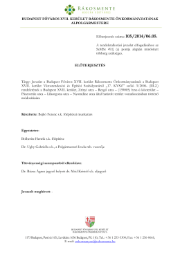 Előterjesztés száma: 105/2014/06.05. BUDAPEST FŐVÁROS XVII