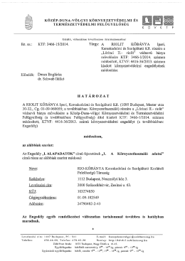 "Lőrinci II.-riolit" v&eacute;dnevű b&aacute;nya művel&eacute;s&eacute;re