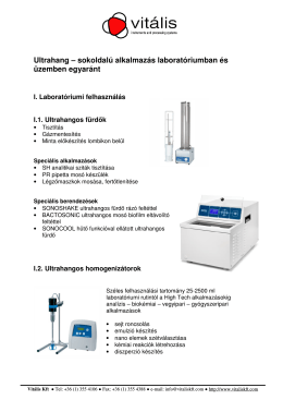 Ultrahangos berendezések ipari és labor felhasználásra