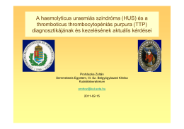 A TTP/HUS klasszifikációja és diagnosztikája