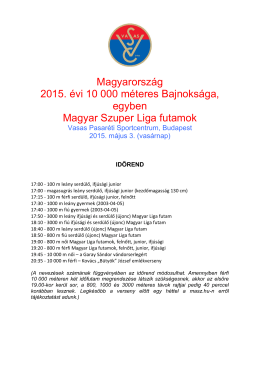 10 000 m Országos Bajnokság - Magyar Atlétikai Szövetség
