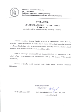 VYHLÁsENIE - Prešovská univerzita v Prešove