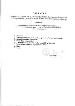 Pozvánka na 3. mimoriadne zasadnutie 31.3.2015 o 17.00